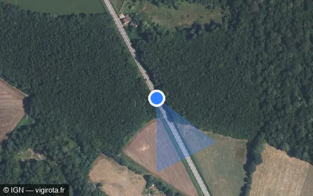 Vue satellite de l'emplacement du radar fixe à Antully sur Route des Baumes / D 680