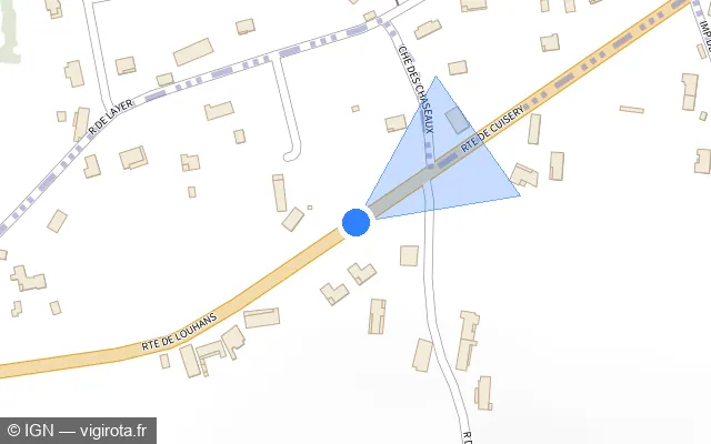 Vue plan de l'emplacement du radar fixe à Brienne sur Route de Louhans / D 971