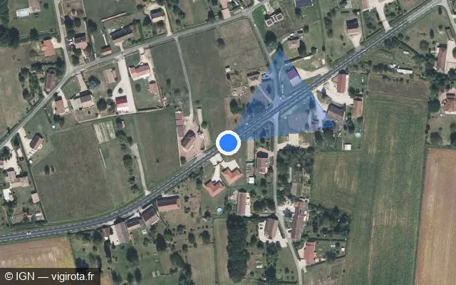 Vue satellite de l'emplacement du radar fixe à Brienne sur Route de Louhans / D 971