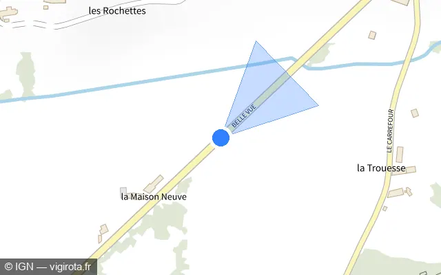 Vue plan de l'emplacement du radar fixe à Montreuil-le-Chétif sur D 310