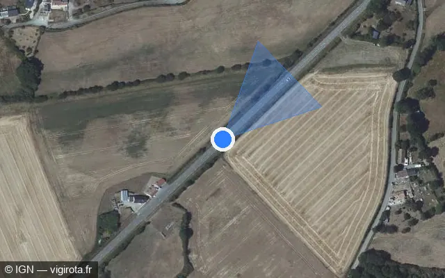 Vue satellite de l'emplacement du radar fixe à Montreuil-le-Chétif sur D 310