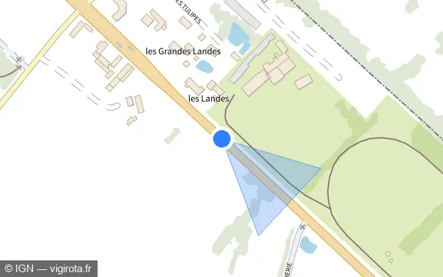 Vue plan de l'emplacement du radar fixe à Vion sur Route de la Flèche / D 306