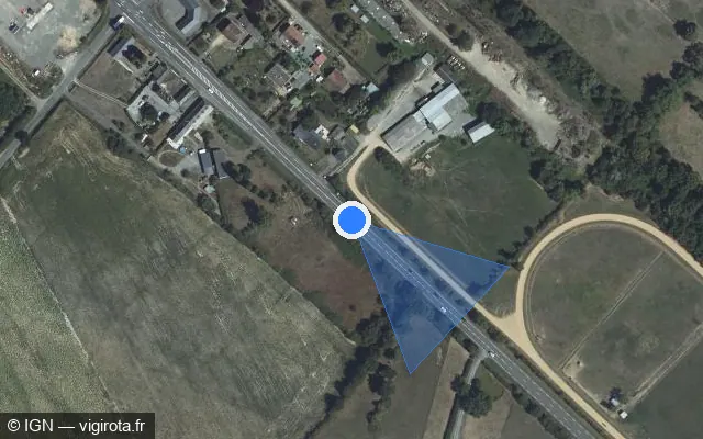 Vue satellite de l'emplacement du radar fixe à Vion sur Route de la Flèche / D 306
