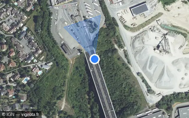 Vue satellite de l'emplacement du radar fixe à Saint-Julien-en-Genevois sur A 41 / E 21 / E 25 / E 62