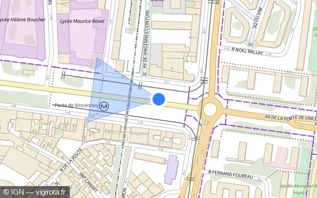 Vue plan de l'emplacement du radar fixe à Saint-Mandé sur Cours de Vincennes