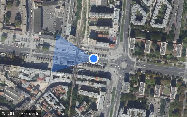 Vue satellite de l'emplacement du radar fixe à Saint-Mandé sur Cours de Vincennes