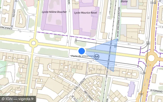 Vue plan de l'emplacement du radar fixe à Saint-Mandé sur Cours de Vincennes