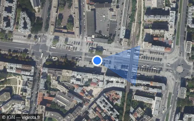 Vue satellite de l'emplacement du radar fixe à Saint-Mandé sur Cours de Vincennes