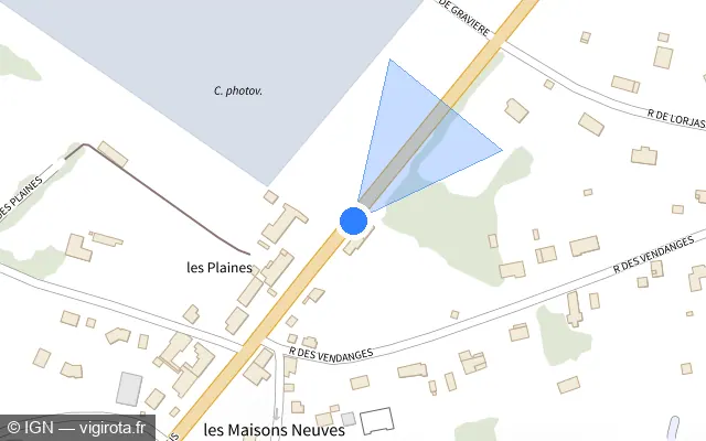 Vue plan de l'emplacement du radar fixe à Monétay-sur-Allier sur Route du Bourbonnais / D 2009