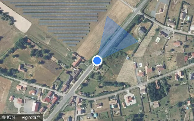 Vue satellite de l'emplacement du radar fixe à Monétay-sur-Allier sur Route du Bourbonnais / D 2009