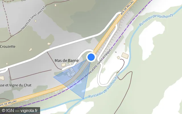 Vue plan de l'emplacement du radar fixe à Saint-Jean-d'Alcapiès sur Route de Millau / D 999