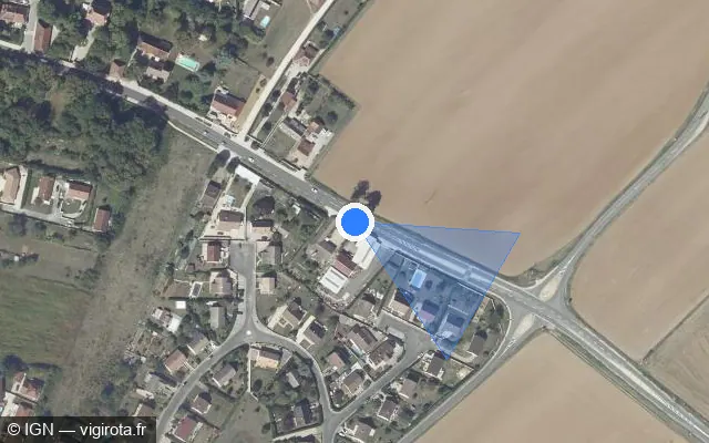 Vue satellite de l'emplacement du radar fixe à Longeault-Pluvault sur Avenue de la 1re Armée / D 905