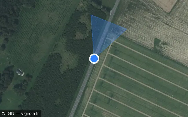 Vue satellite de l'emplacement du radar fixe à Caorches-Saint-Nicolas sur Route d'Alençon / D 438