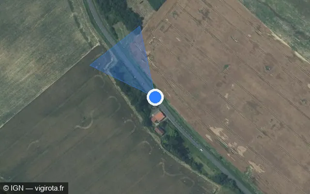 Vue satellite de l'emplacement du radar fixe à Saint-Jean-Poutge sur Route d'Auch / D 1124