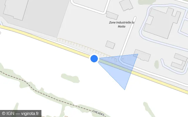 Vue plan de l'emplacement du radar fixe à Chartres-de-Bretagne sur D 34