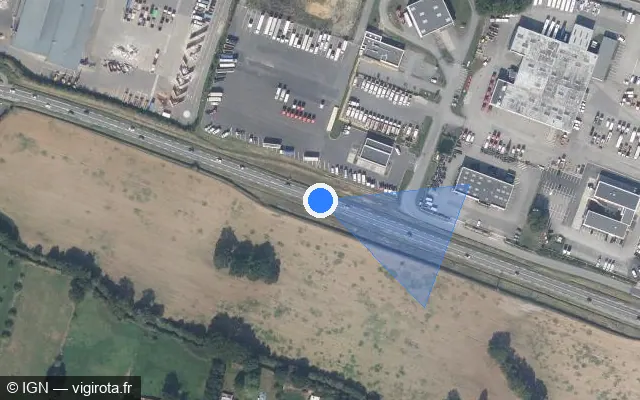 Vue satellite de l'emplacement du radar fixe à Chartres-de-Bretagne sur D 34
