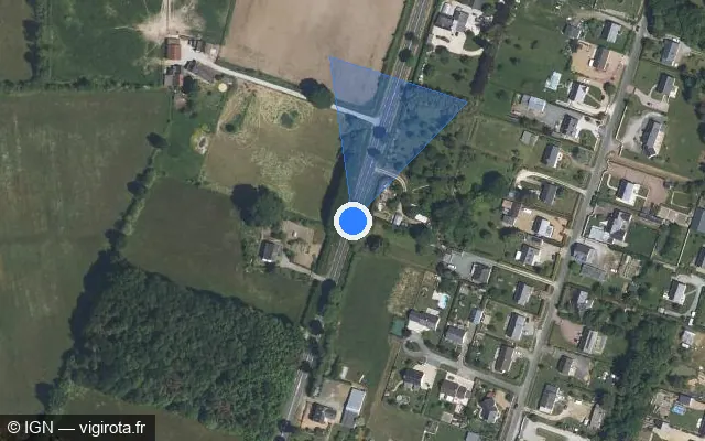 Vue satellite de l'emplacement du radar fixe à Baugé-en-Anjou sur Route de Baugé - Clefs / D 938