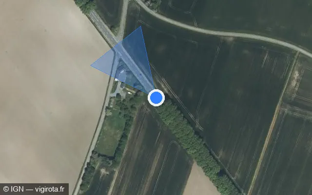 Vue satellite de l'emplacement du radar fixe à Brissac Loire Aubance sur D 761