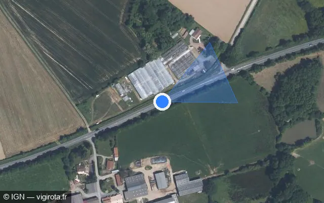 Vue satellite de l'emplacement du radar fixe à Beaupréau-en-Mauges sur D 762