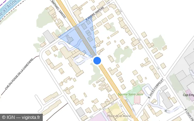 Vue plan de l'emplacement du radar fixe à Saint-Thierry sur Avenue Nationale / D 944