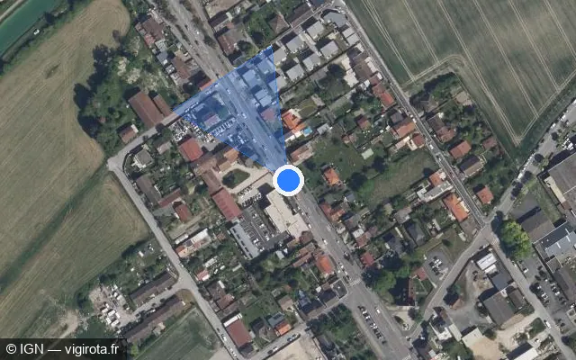 Vue satellite de l'emplacement du radar fixe à Saint-Thierry sur Avenue Nationale / D 944