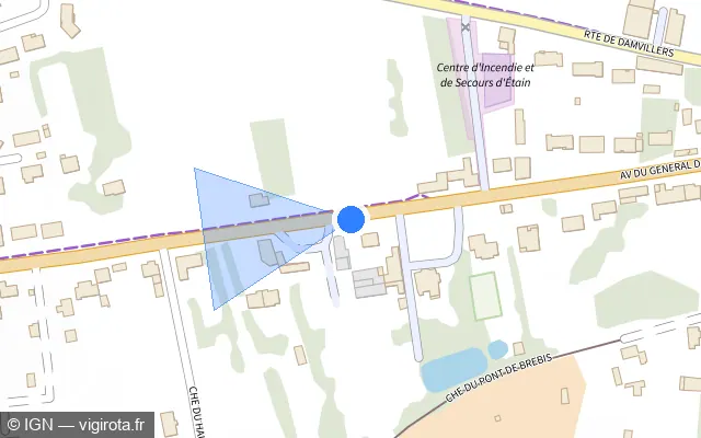 Vue plan de l'emplacement du radar fixe à Étain sur Avenue du Général de Gaulle / D 603