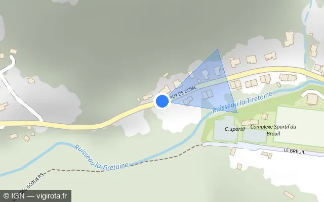 Vue plan de l'emplacement du radar fixe à Royat sur Avenue du Puy de Dôme / D 68