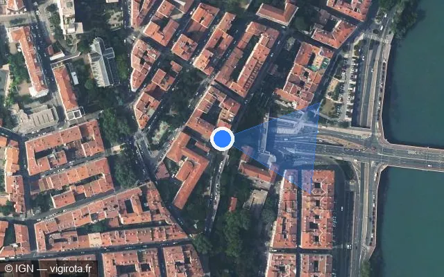 Vue satellite de l'emplacement du radar fixe à Lyon sur Tunnel de la Croix-Rousse