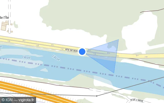 Vue plan de l'emplacement du radar fixe à Vougy sur Route de Bonneville / D 1205