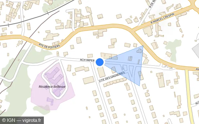 Vue plan de l'emplacement du radar fixe à Lussac-les-Châteaux sur Ancien Chemin Impérial