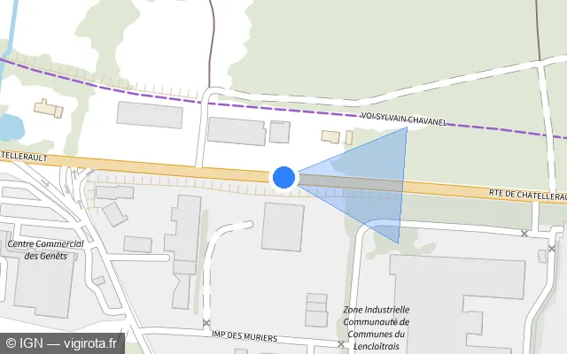 Vue plan de l'emplacement du radar fixe à Saint-Genest-d'Ambière sur Route de Châtellerault / D 725