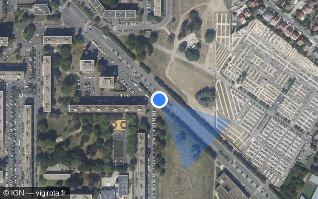 Vue satellite de l'emplacement du radar fixe à Garges-lès-Gonesse sur Avenue du Général de Gaulle / D 125