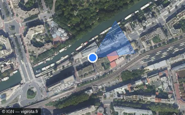 Vue satellite de l'emplacement du radar fixe à Issy-les-Moulineaux sur Quai de la Bataille de Stalingrad / D 7