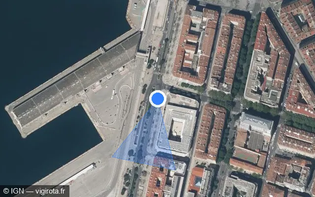 Vue satellite de l'emplacement du radar fixe à Marseille sur Tunnel de la Joliette