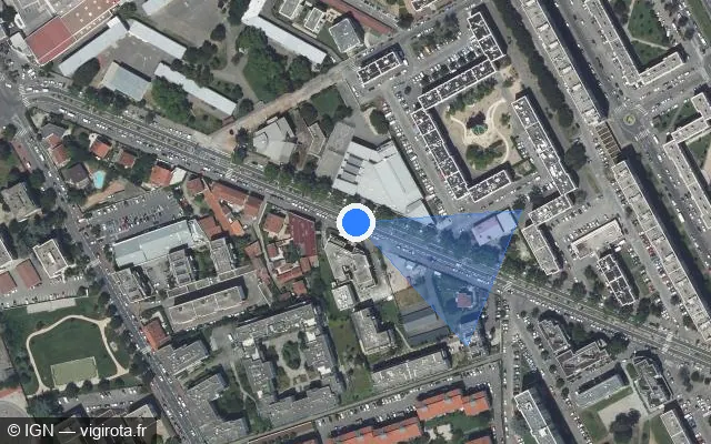Vue satellite de l'emplacement du radar fixe à Vénissieux sur Avenue Viviani