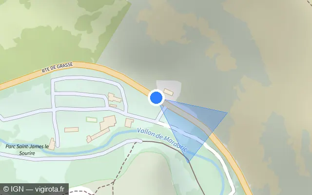 Vue plan de l'emplacement du radar fixe à Villeneuve-Loubet sur Route de Grasse / D 2085