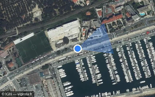 Vue satellite de l'emplacement du radar fixe à Menton sur Porte de France / D 6007