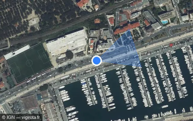 Vue satellite de l'emplacement du radar fixe à Menton sur Porte de France / D 6007