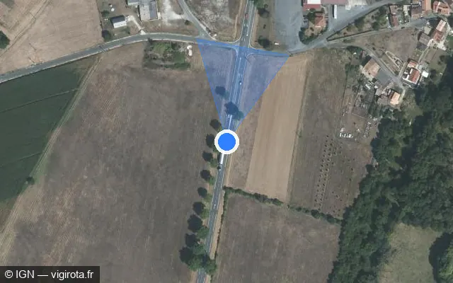 Vue satellite de l'emplacement du radar fixe à Pons sur D 137