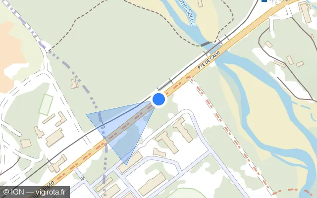 Vue plan de l'emplacement du radar fixe à Lumio sur T 30