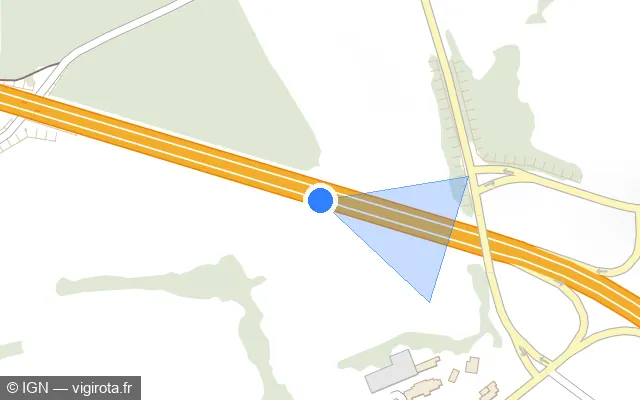 Vue plan de l'emplacement du radar fixe à Daoulas sur N 165 / E 60 / Voie Express de Nantes à Brest