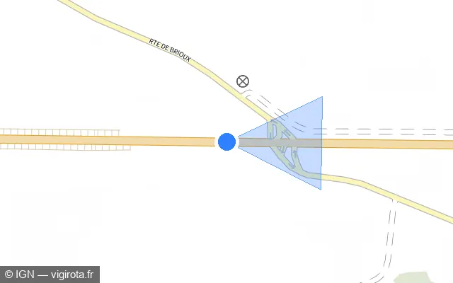 Vue plan de l'emplacement du radar fixe à Frontenay-Rohan-Rohan sur N 248 / E 601