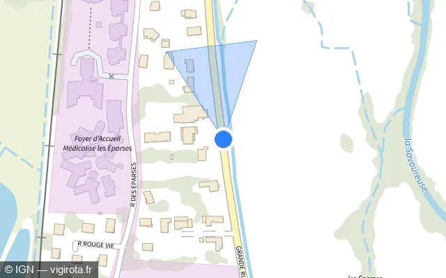 Vue plan de l'emplacement du radar fixe à Chaux sur Grande Rue / D 465