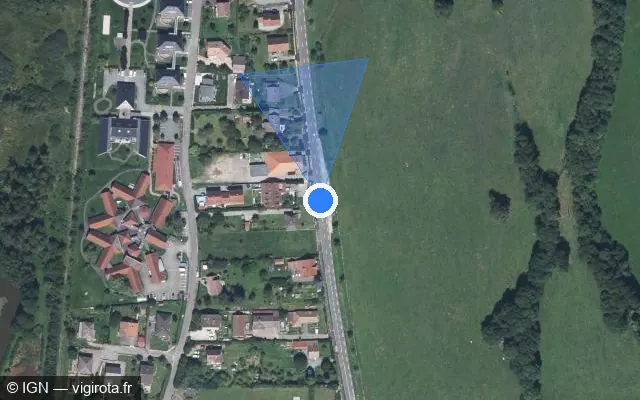Vue satellite de l'emplacement du radar fixe à Chaux sur Grande Rue / D 465