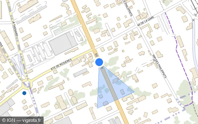Vue plan de l'emplacement du radar de feu rouge à Saint-Julien-les-Villas sur Boulevard de Dijon / D 671