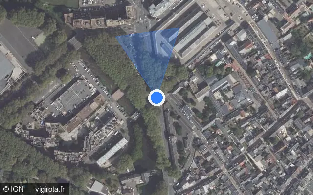 Vue satellite de l'emplacement du radar de feu rouge à Bourges sur Place de Juranville