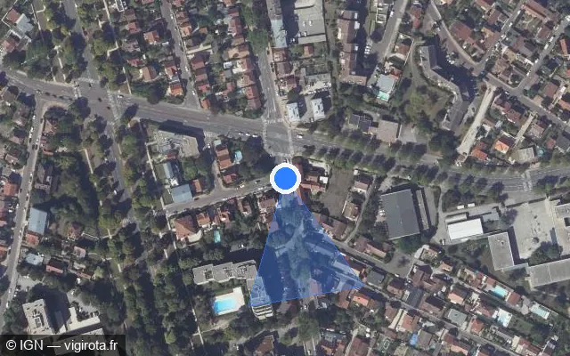 Vue satellite de l'emplacement du radar de feu rouge à Longvic sur Rue de Longvic