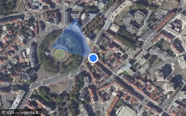 Vue satellite de l'emplacement du radar de feu rouge à Dijon sur Rue d'Auxonne