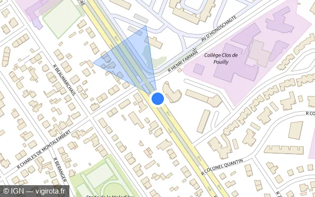 Vue plan de l'emplacement du radar de feu rouge à Dijon sur Boulevard Maréchal Joffre