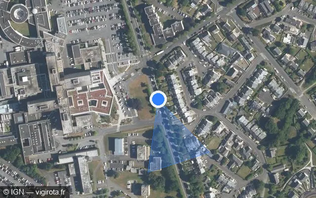 Vue satellite de l'emplacement du radar de feu rouge à Trégueux sur Rue Marcel Proust / D 1